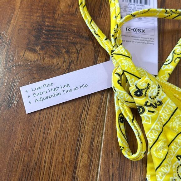 * NWT Wild Fable XS (0-2) Yellow Bandana Side-Tie Extra High Leg Bikini Bottom - Picture 7 of 8